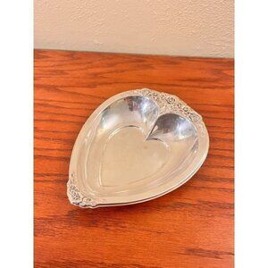 Vintage International Co. Ornate Silver Plated Heart Trinket Jewelry Ring Dish